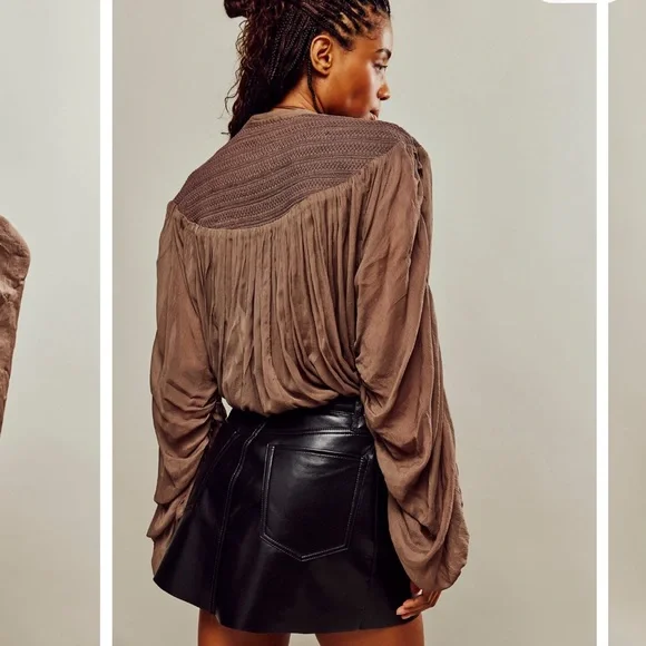 Free People Ballet School Pullover Romantic Billowy Poet Blouse Top XS - Picture 2 of 8